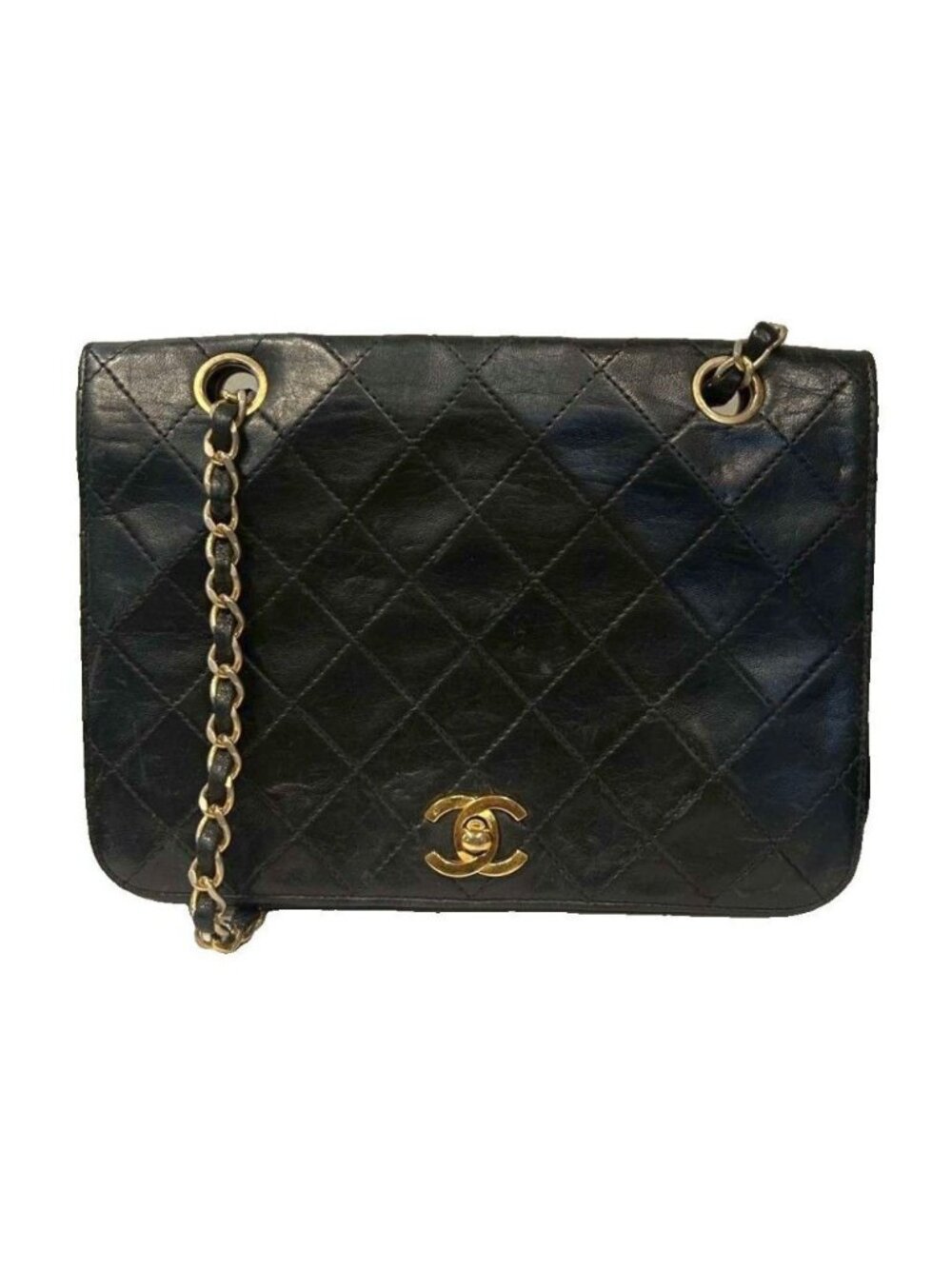 Chanel Quilted 23 CC Logo Shoulder Bag Full Flap Lambskin Leather Push Lock